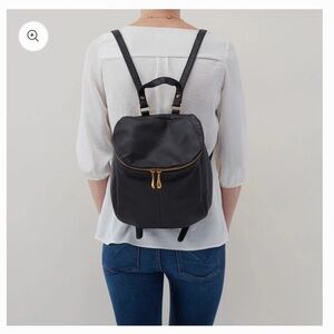 HOBO River Black Pebbled Leather Backpack Purse EUC